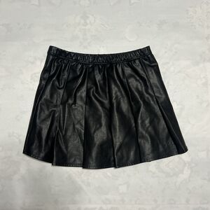 abercrombie kids Black Faux Leather Pleated Skater Skort